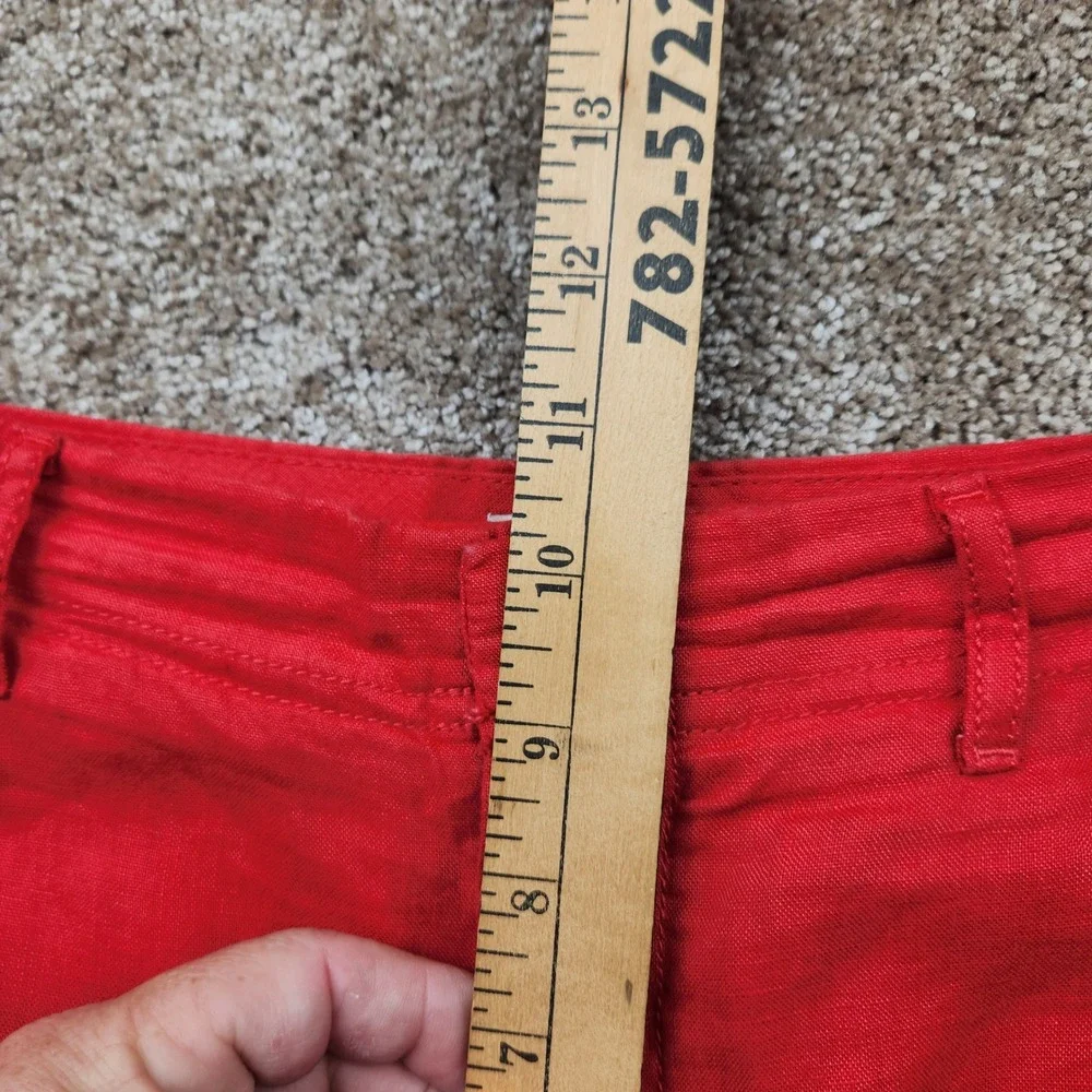 Banana Republic Womens Red Wide Leg Linen Pants Trousers Size 10 Mid Rise